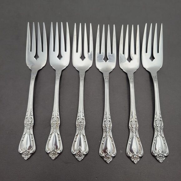 Set of 6 Oneida Salad Fork KENNETT Square Distinction Deluxe STAINLESS STEEL - Picture 1 of 6